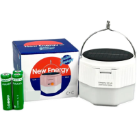 Лампа для кемпинга New Energy 120W 3600mAh 6800-7300К +3 аккумулятора 18650 +Solar 8,5см