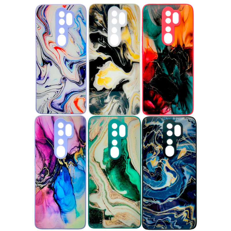 Чехол накладка Marble Glass Xiaomi Redmi Note 8 Pro Графитовый