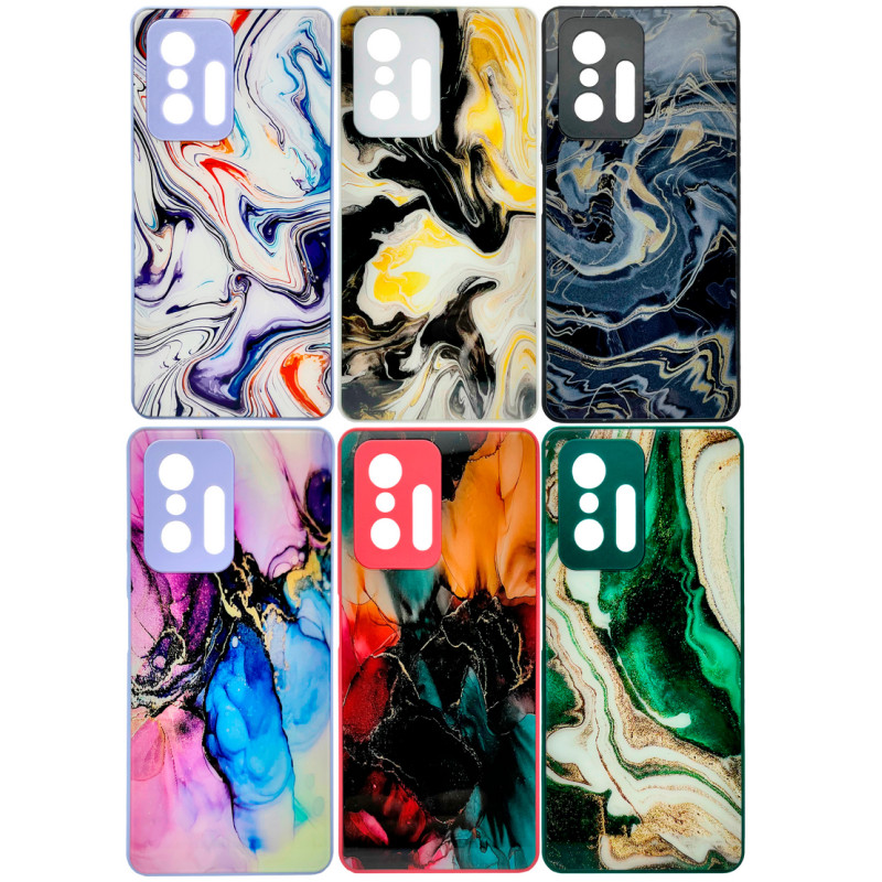 Чехол накладка Marble Glass Xiaomi 11T / 11T Pro Белый