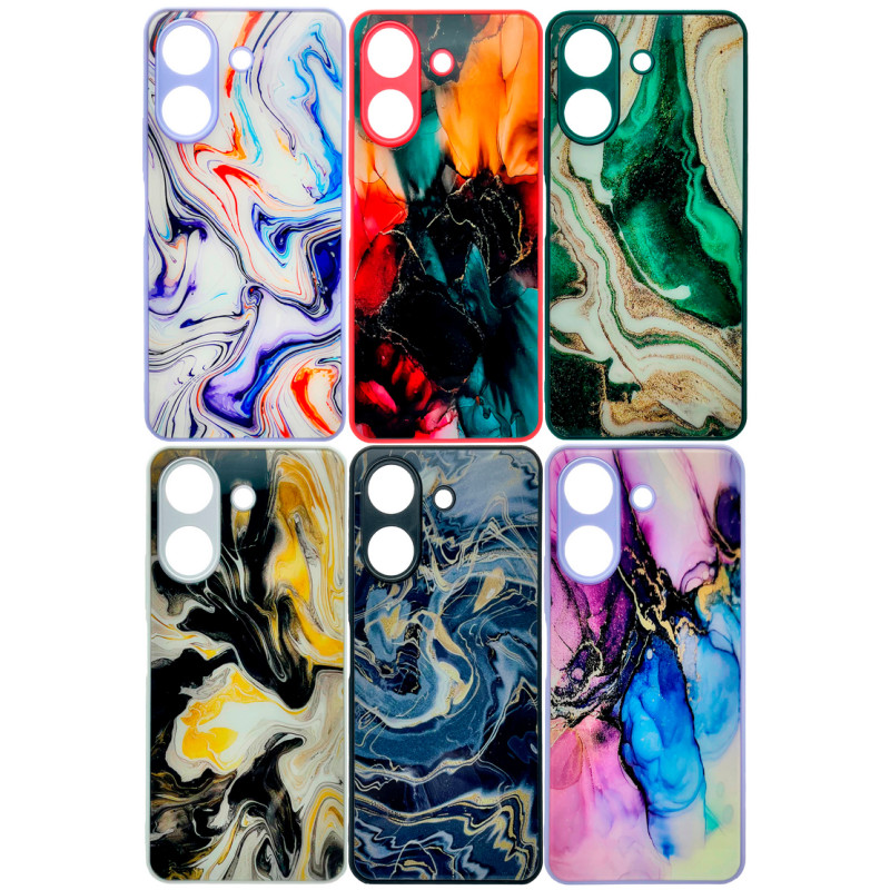 Чохол накладка Marble Glass Xiaomi Redmi 13c / Poco C65 Графітовий