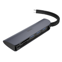 HUB USB-C Hoco HB17 USB 3.0*3+SD+TF