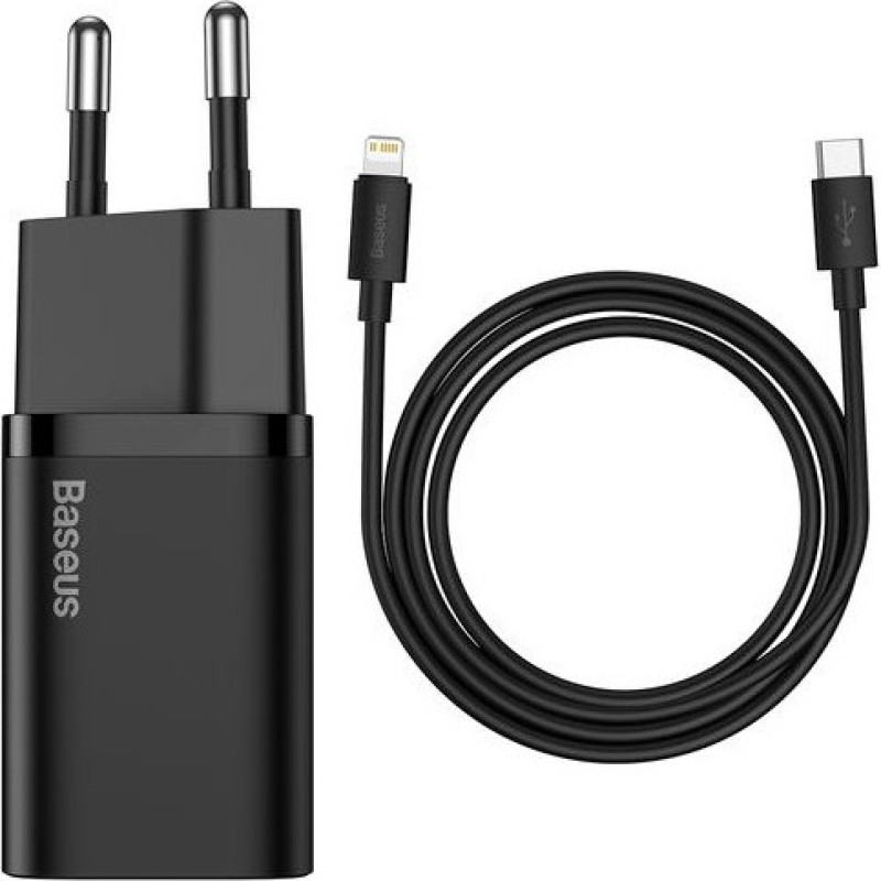 Зарядное устройство Baseus Super Si Quick Charger TZCCSUP-B PD20W +кабель Type C to Lighting Black