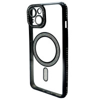 Чехол Diamond With MagSafe c защитными линзами на камеру iPhone 15 черный