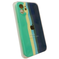 Чехол Silicone Case iPhone 12 RAINBOW мятный/желтый/голубой/оливка/синий