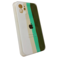 Чехол Silicone Case iPhone 12 RAINBOW белый/бежевый/мятный/оливковый