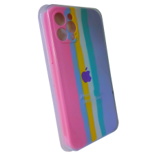 Чехол Silicone Case iPhone 12 Pro RAINBOW Pink