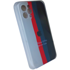 Чехол Silicone Case iPhone 12 Pro RAINBOW белый/красный/синий/черный
