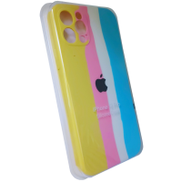 Чехол Silicone Case iPhone 12 Pro RAINBOW желтый/розовый/белый/голубой