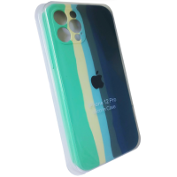 Чехол Silicone Case iPhone 12 Pro RAINBOW мятный/желтый/голубой/оливка/синий
