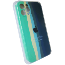 Чехол Silicone Case iPhone 12 Pro RAINBOW мятный/желтый/голубой/оливка/синий