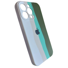 Чехол Silicone Case iPhone 12 Pro Max 6.7'' RAINBOW белый/бежевый/мятный/оливковый