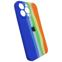 Чехол Silicone Case iPhone 12 Pro Max 6.7'' RAINBOW синий/голубой/зеленый/желтый/оранжевый