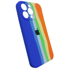Чехол Silicone Case iPhone 12 Pro Max 6.7'' RAINBOW синий/голубой/зеленый/желтый/оранжевый
