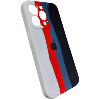 Чехол Silicone Case iPhone 12 Pro Max 6.7'' RAINBOW белый/красный/синий/черный