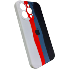 Чехол Silicone Case iPhone 12 Pro Max 6.7'' RAINBOW белый/красный/синий/черный
