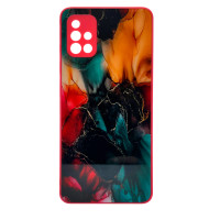 Чехол накладка Marble Glass Samsung A51 Розовый