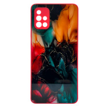 Чехол накладка Marble Glass Samsung A51 Розовый