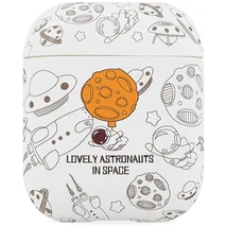Чехол футляр для наушников AirPods 1/2 Lovely Astronauts белый