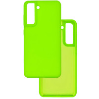 Чехол накладка Silicone Cover Soft Touch ОК Samsung S21 FE Зеленый неон