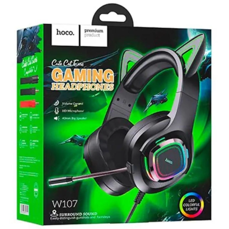 Наушники Hoco W107 Cute cat ear черные