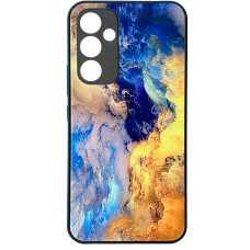 Чохол накладка Art Case Glass Samsung A54 Мармур Жовто-блакитний
