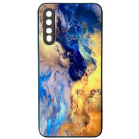 Чохол накладка Marble Glass Samsung A50 / A30s Мармур Жовто-блакитний
