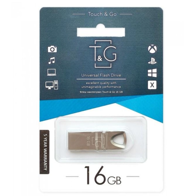 USB Flash T&G TG117 16Gb 2.0 Метал сіра