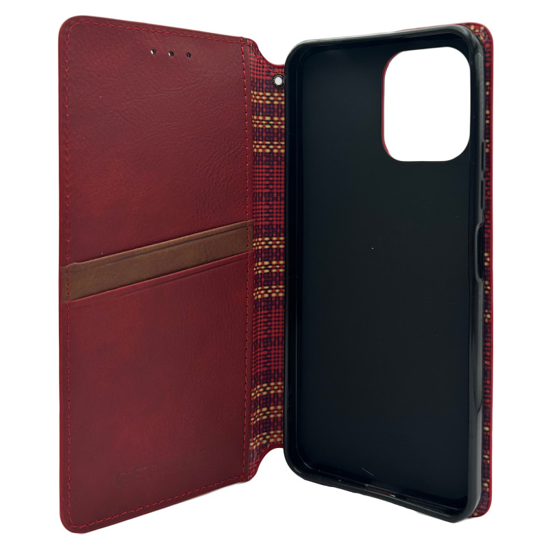 Чехол книжка кожаный Cubic Xiaomi redmi 12 4G Красный