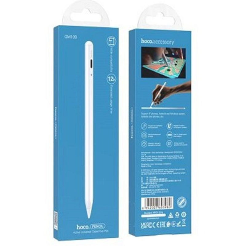 Стилус активній Hoco GM109 Smooth Active Universal Capacitive Pen белый