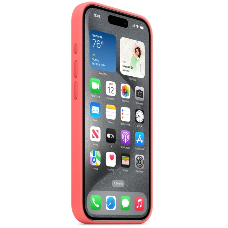 Чехол Silicone Case Original with MagSafe с анимацией iPhone 15 Pro Красный (Guava)