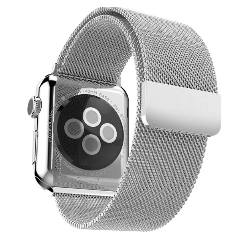 Ремешок Apple Watch металлический Milanese Loop 42/44/45/49 mm серебро (silver)