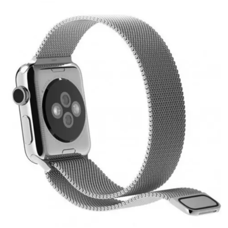 Ремешок Apple Watch металлический Milanese Loop 42/44/45/49 mm серебро (silver)