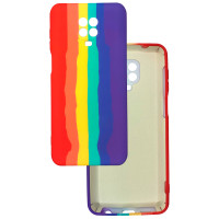 Чохол накладка Silicone Case Xiaomi Redmi Note 9s/Pro/Max Rainbow червоний