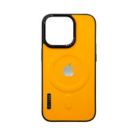 Чехол Leather Style with Logo and Magsafe iPhone 13 Pro Желтый
