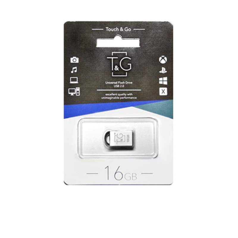 USB Flash T&G TG107 16Gb 2.0 Метал сіра