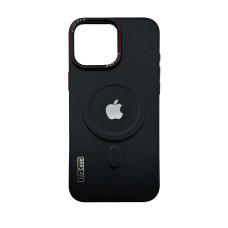 Чехол Leather Style with Logo and Magsafe iPhone 16 Pro Черный