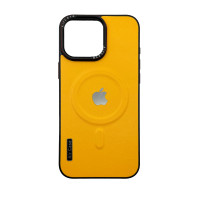 Чехол Leather Style with Logo and Magsafe iPhone 16 Pro Желтый