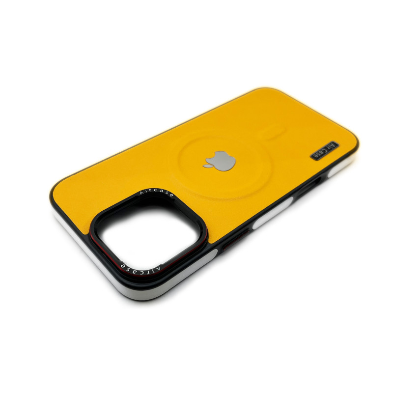 Чохол Leather Style with Logo and Magsafe iPhone 16 Pro Жовтий