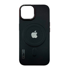 Чехол Leather Style with Logo and Magsafe iPhone 12 Pro Max Черный