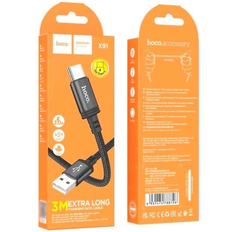 Кабель USB-Type C Hoco X91 3А 3m