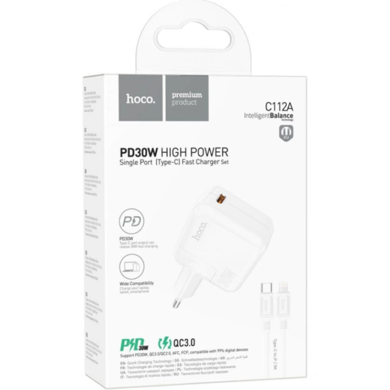 Зарядное устройство Hoco C112A PD30W+QC3.0+ кабель Type-C to Type-C