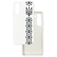 Чохол накладка Silicone Cover Soft Touch Ukraine Samsung S21 FE Герб+вишиванка