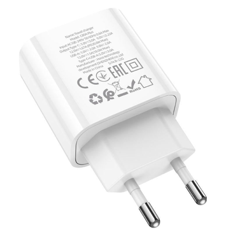 Мережевий адаптер Hoco C80A Plus Rapido PD20W+QC3.0