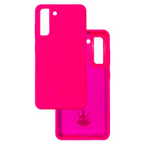 Чехол накладка Silicone Cover Soft Touch ОК  Samsung S21 FE фуксия