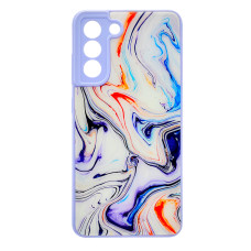 Чохол накладка Marble Glass Samsung S21 FE Біла лаванда