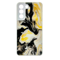 Чохол накладка Marble Glass Samsung S21 FE Білий