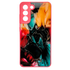 Чохол накладка Marble Glass Samsung S21 FE Рожевий