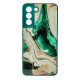 Чехол накладка Marble Glass Samsung S21 FE Зеленый