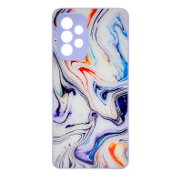Чехол накладка Marble Glass Samsung A52 Белая лаванда