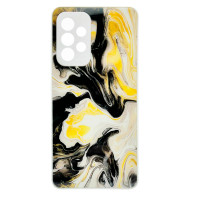 Чехол накладка Marble Glass Samsung A52 Белый